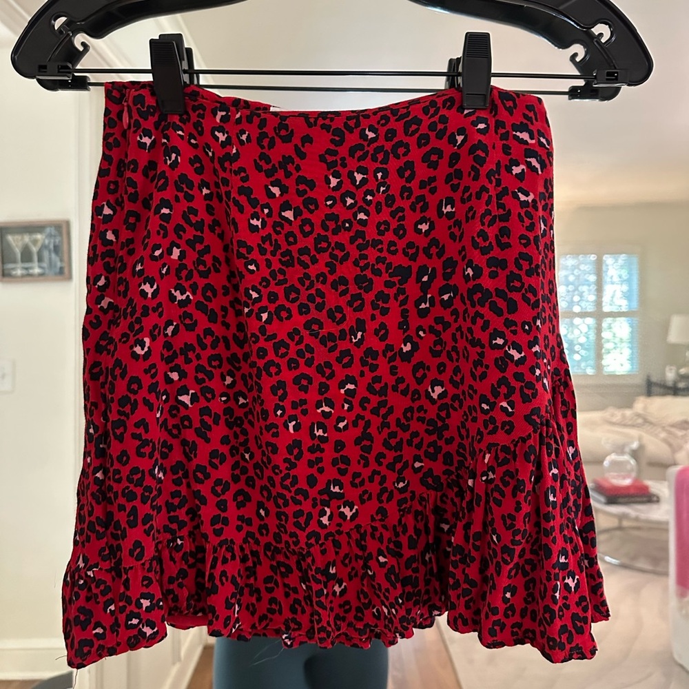 Lovers + Friends Red Cheetah Print Skater Mini Skirt